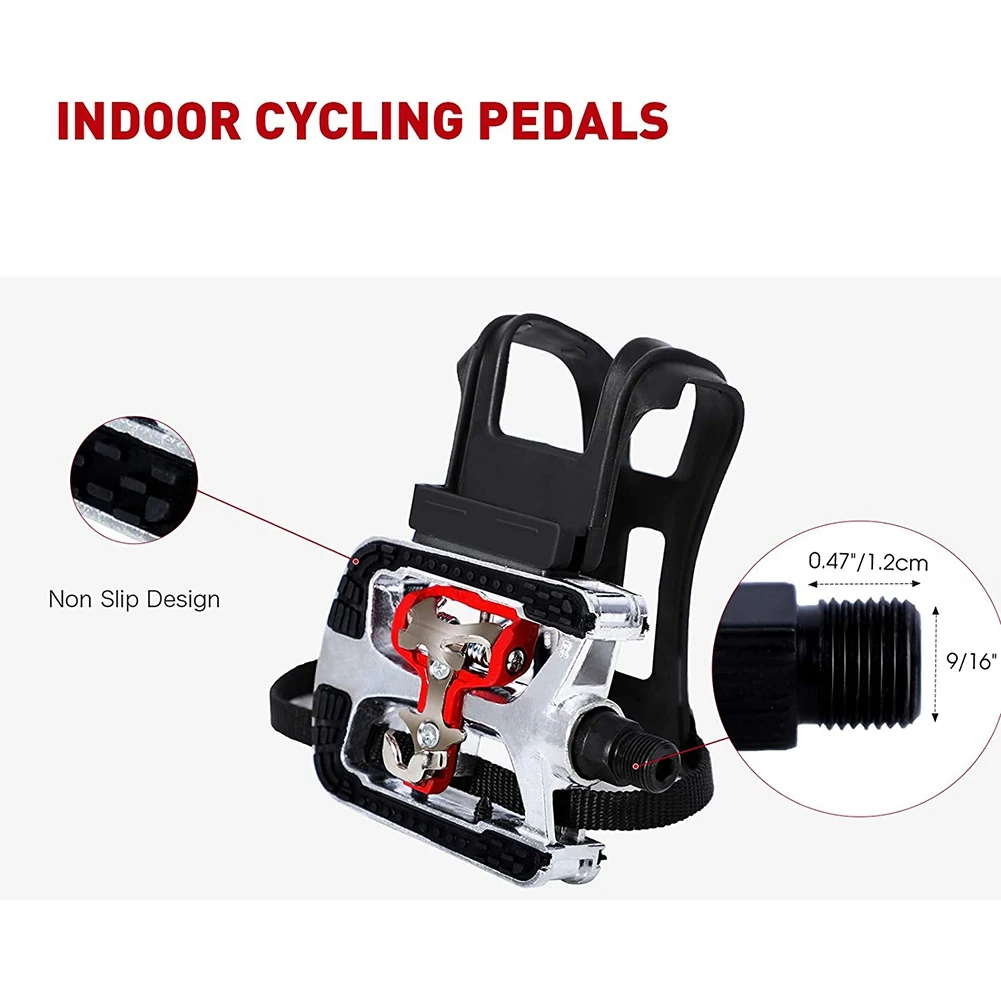 for SPD Pedals, Cleats with Toe Cages, Clips and Straps for Spin Bike, Indoor Exercise Bikes with Axles, 1/2 inch