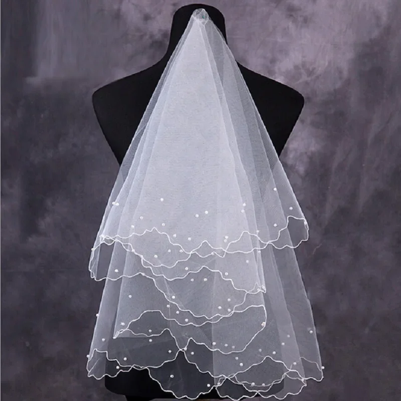 Simple Elegent Wedding Bridal Veil Tulle Ivory One Layers Bride Accessories Short Women Veils