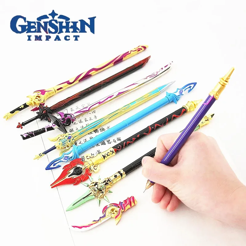 

Game Genshin Impact Model Stationery Nice Creative 0.5mm Ballpoint Pen Anime Cosplay Props Sword Pens Souvenir Gift 10 PCS/LOT