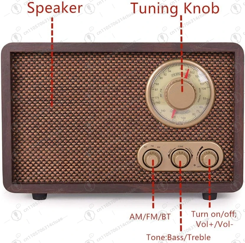 راديو FM AM راديو خشبي قديم مع تشغيل بلوتوث Mp3 وهوائي مدمج في مكبر صوت للمطبخ وغرفة المعيشة والقهوة