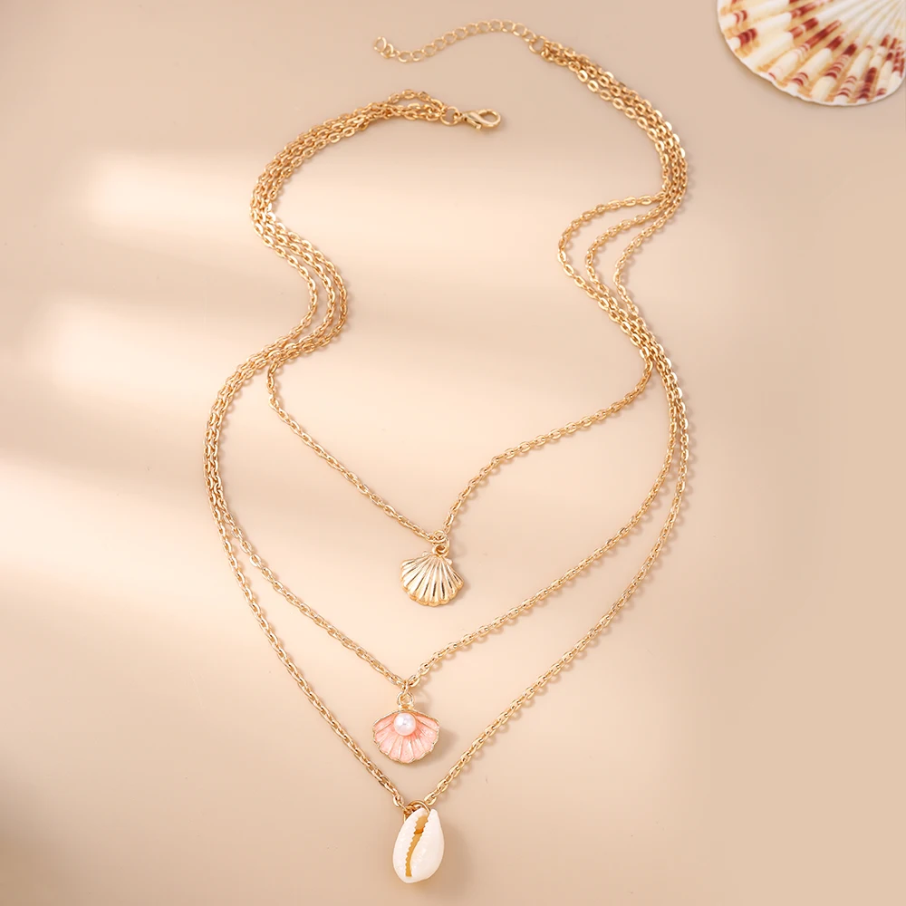 Aihua Boho Kreative Sommer Strand Seestern Muschel Halskette für Frauen Urlaub am Meer Geschenke Handgemachter Schmuck Accessoires – Detail 3
