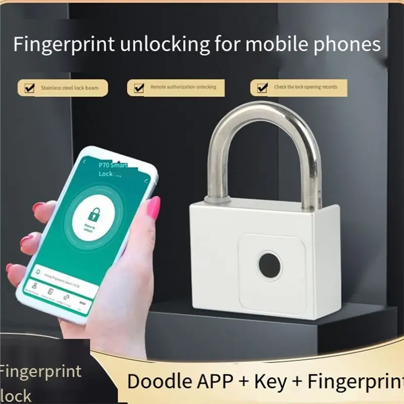 B04C-Tuya Smart Padlock High Quality Fingerprint Waterproof USB Charging Quick Identification Unlock Sensor With 2 Spare Keys