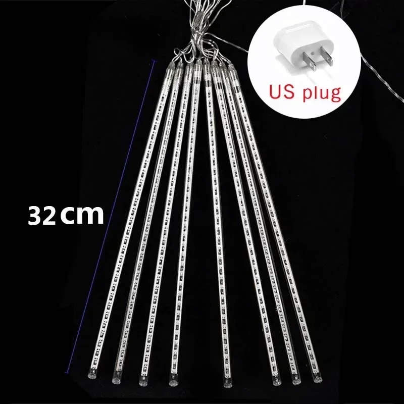 30CM LED Meteor Shower Rain Lights Waterproof Falling Raindrop Fairy String Light for Christmas Holiday Party Patio Decor