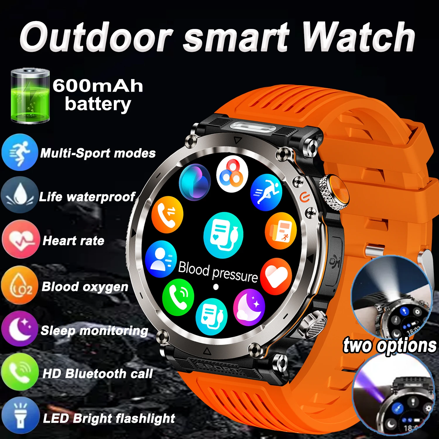 

5ATM Waterproof Outdoor Sports SmartWatch Men 600mAh Large battery 1.7-inch Smartwatch Compass GPS Tracker Smart Watch 2025New