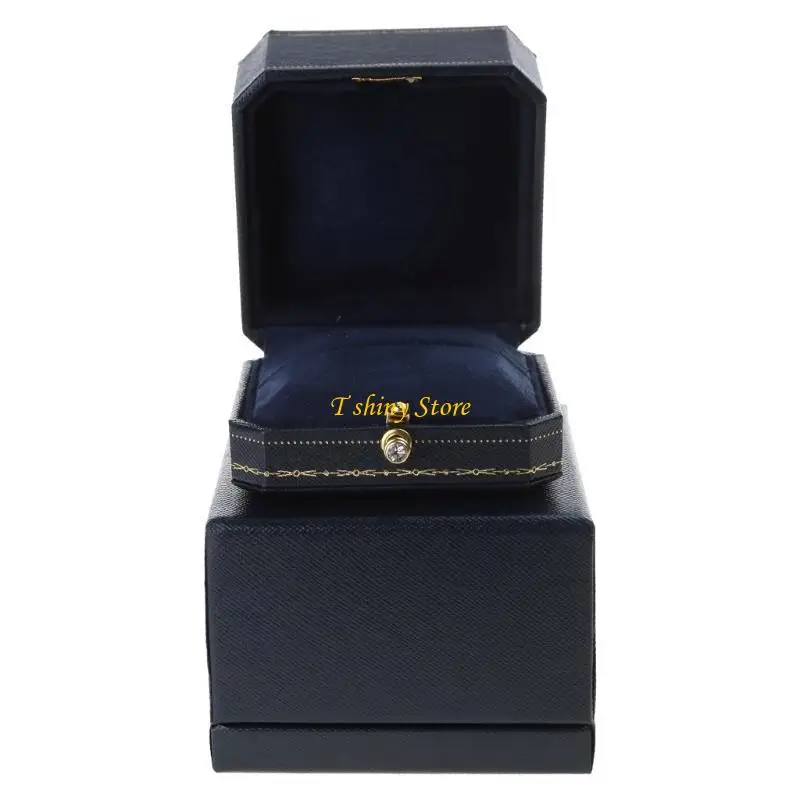 

N58F Geometric Cut-off Ring Box PU Leather Proposal Ring Box Jewelry Ring Gift Box Jewelry Packaging Box