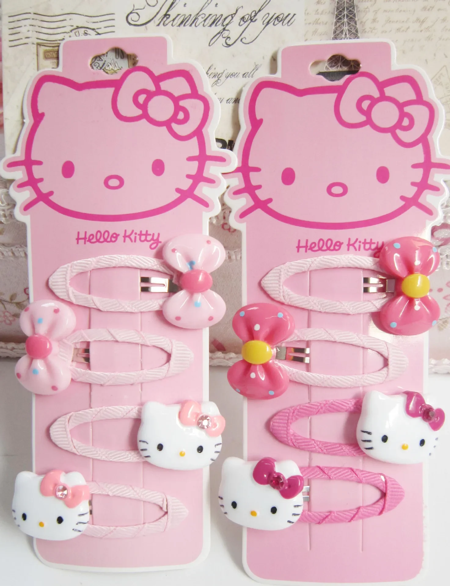 Sanrio-horquilla para el pelo de Hello Kitty para niños, accesorios para el cabello, banda de goma, lazo, pinza para el pelo, Anillo para el pelo para niña, 4 Uds.