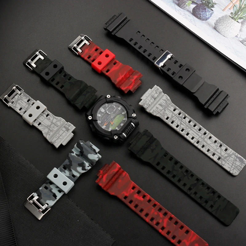 Silicone Bracelet for Casio G-SHOCK Watch Strap GA-900A 900HC Industrial Style Sports Resin Silicone Watchband Male Black chain