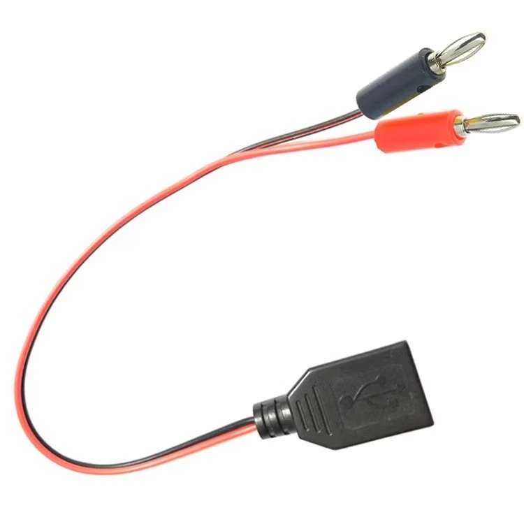 USB female connector to 4MM banana plug test cable A female charging cable USB socket to banana connector conductive cable