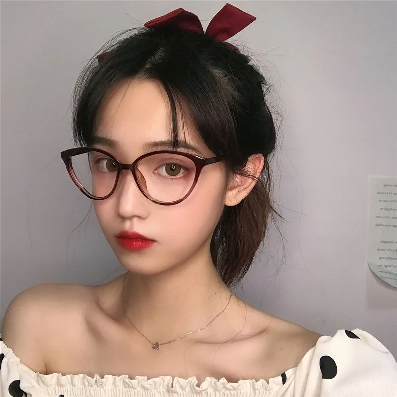 

New Arrival Cat Eye Plain Glasses for Women Pc Frame Glasses for Party Eyeglasses Female Decorative Spectacles Eye Glasses