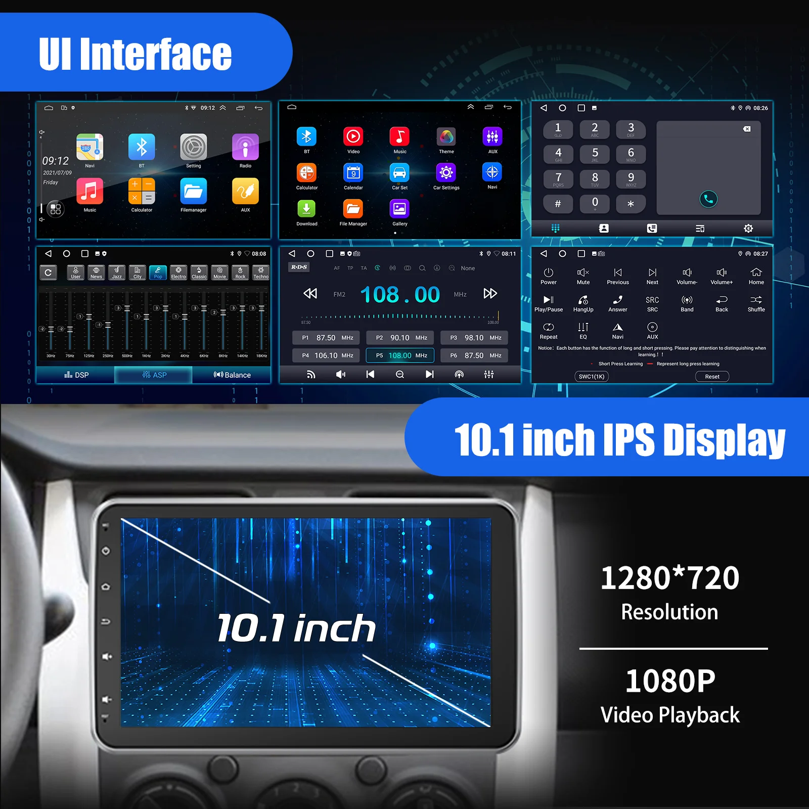 ESSGOO 10 "أندرويد 14 4 + 64G اللاسلكية Carplay سيارة ستيريو للتدوير لمس 1 DIN GPS Nav بلوتوث FM RDS WIFI USB EQ SWC MIC