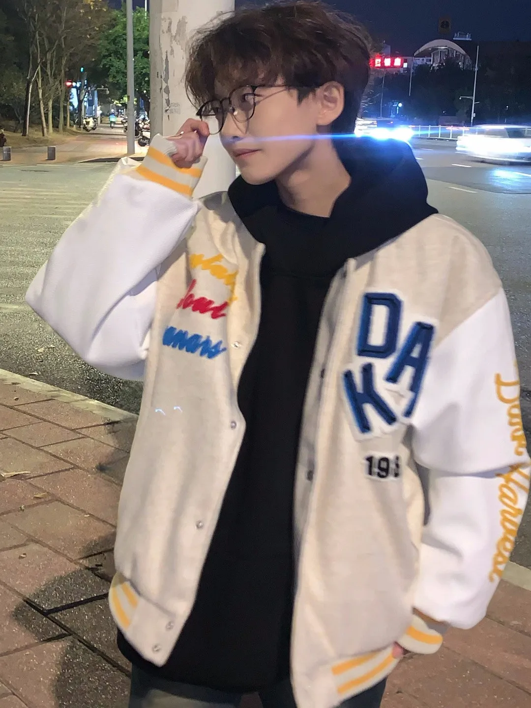 

Thiened Floing Embroidery Letter Baseball Jaet Stand Fit Молодежная модная верхняя одежда из смеси хлопка и полиэстера Осень-зима...