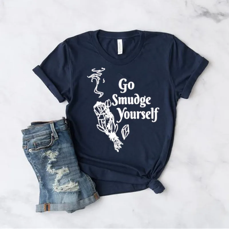 Go Smudge Yourself Funny Sage Women's Short Sleeve Tees Fashion 100% Cotton O Neck Female Clothing Plus Size Casual Shirts lady