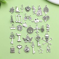 30pcs Antique Silvery Charms Alloy Various Styles Pendants for DIY Bracelets Necklaces Earrings Jewelry Making Accessories