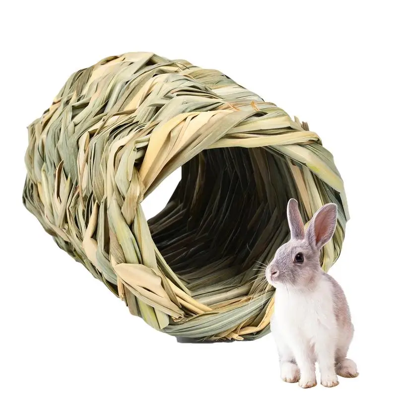 Grass Tunnel Toy Hideaway Grass Tunnel Toy Little Pet Small Animal Toys Hand Woven Grass Bedding Bunny Grass House Interactive