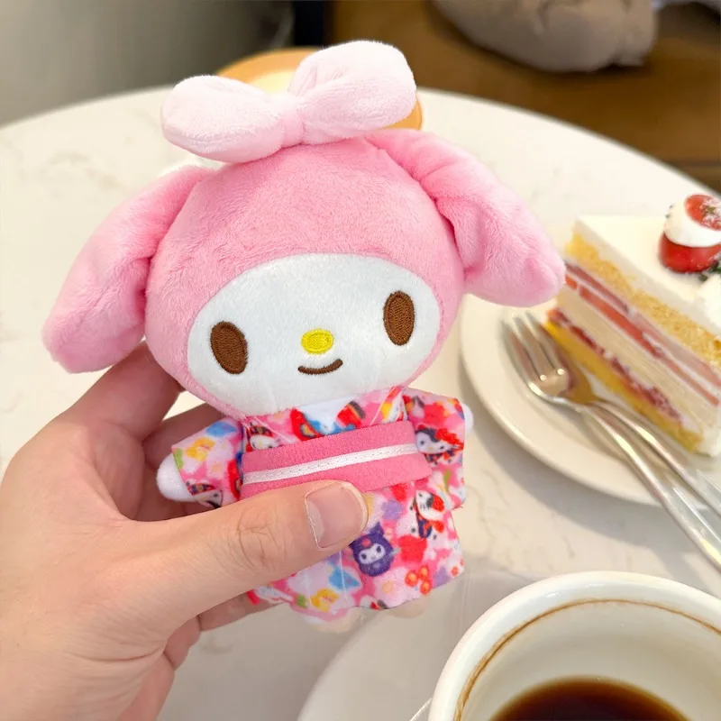 My Melody Sakura Kimono Series Kuromi Plush Butter Bag Pendant, Anime Keychain, Sanrios, Popméthanol Cartoon, Decoration Gift, Cute