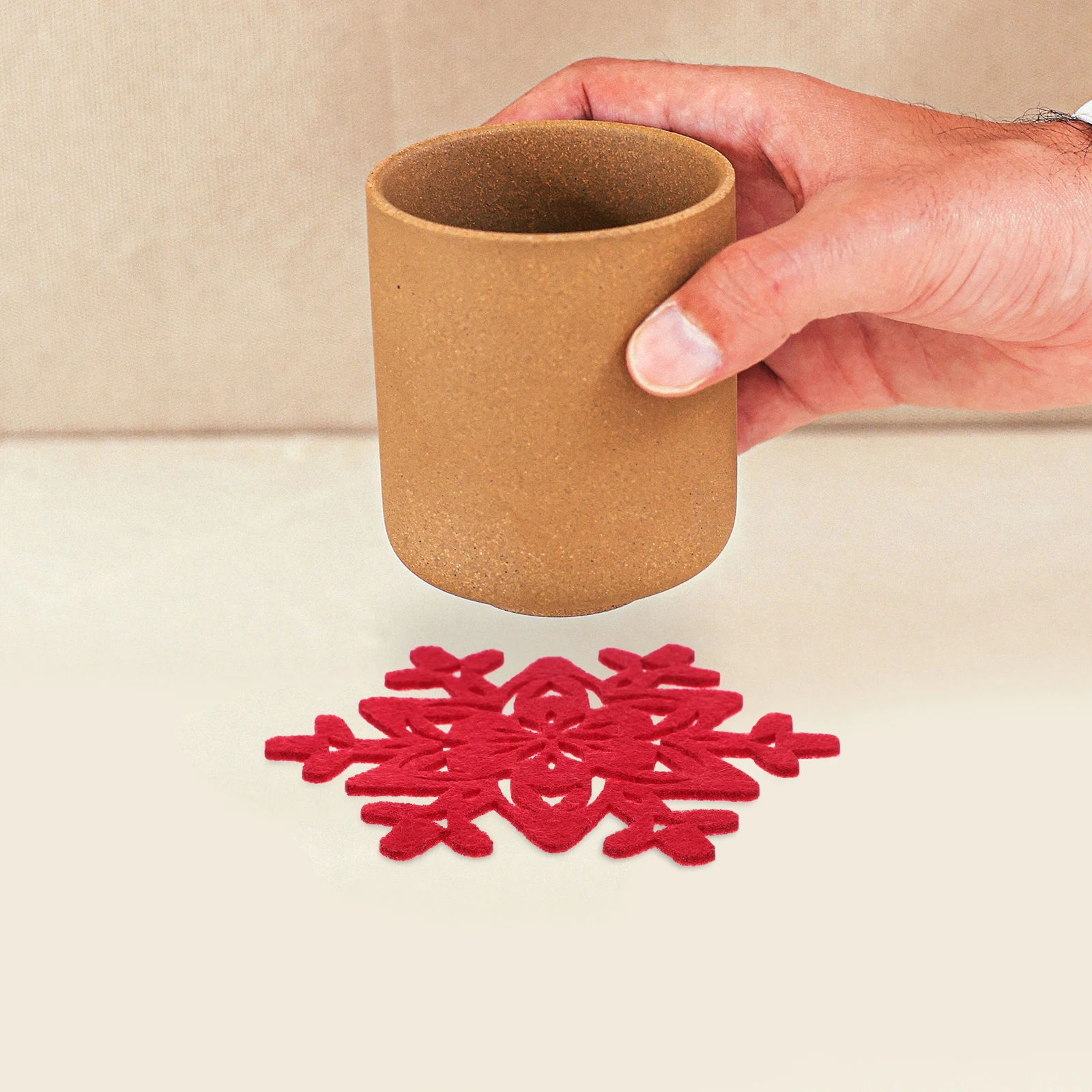 

1Set 8 Pieces Christmas Cup Mat Felt Made Waterproof Non Slip Surface Protection Coaster for Desktop Holiday Party Gift Idea