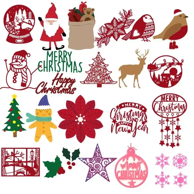 Frohe Weihnachten Baum Schneeflocke Weihnachtsmann Metall Stanzformen Hirsch Vogel Tiere gestanzt für DIY Scrapbooking Karte Handwerk machen