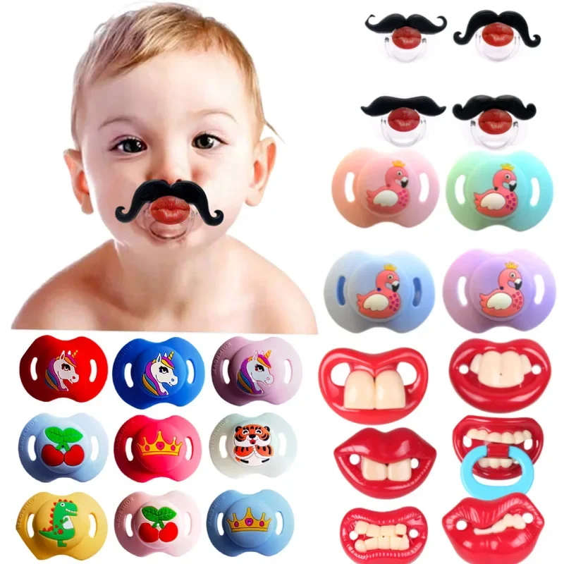 Baby Pacifier Cartoon Funny Simulation Lip Silicone Pacifier Soft and Funny Soothing Pacifier Baby Newborn Feeding Accessories