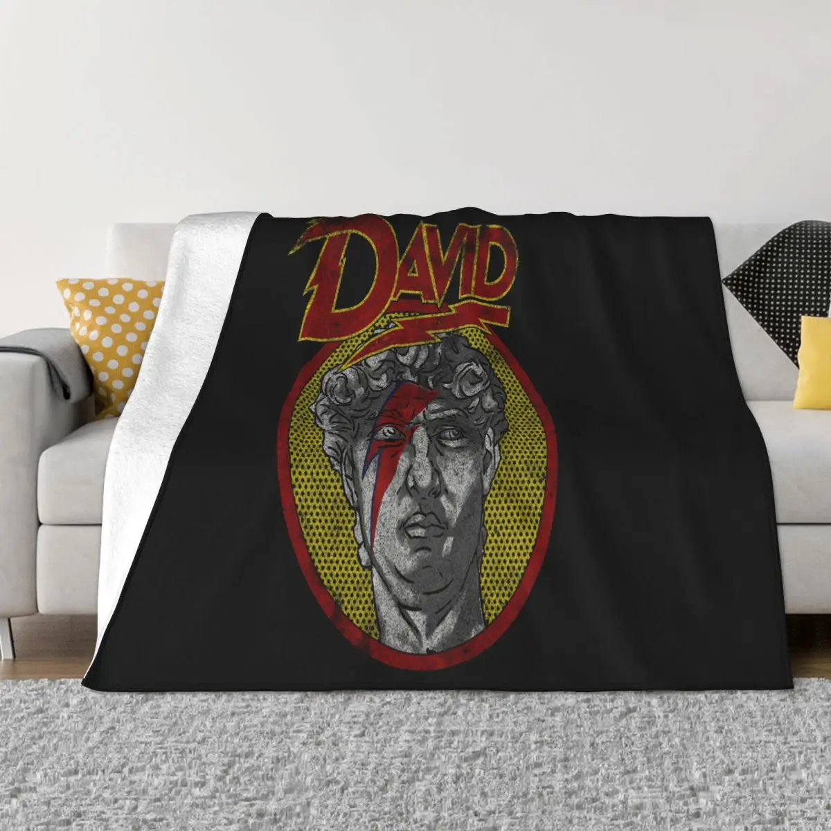 Aladdin Sane David Statue Michelangelo Black Star British Uk London Western Style Geek Fresh Design Throw Blanket