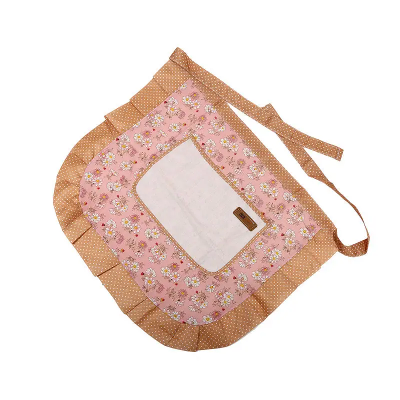 Canvas Flower Half-length Apron Female Kitchen Household Work Clothes Anti-fouling Wear-resistant Cooking Half-waist Apron