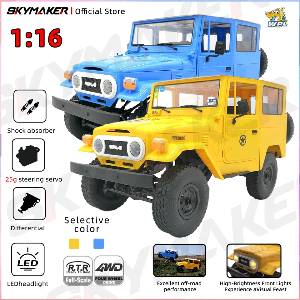 WPL 1/16 RC Car C34 2.4G Remote Control FJ40 4WD Off-road Jeep DIY