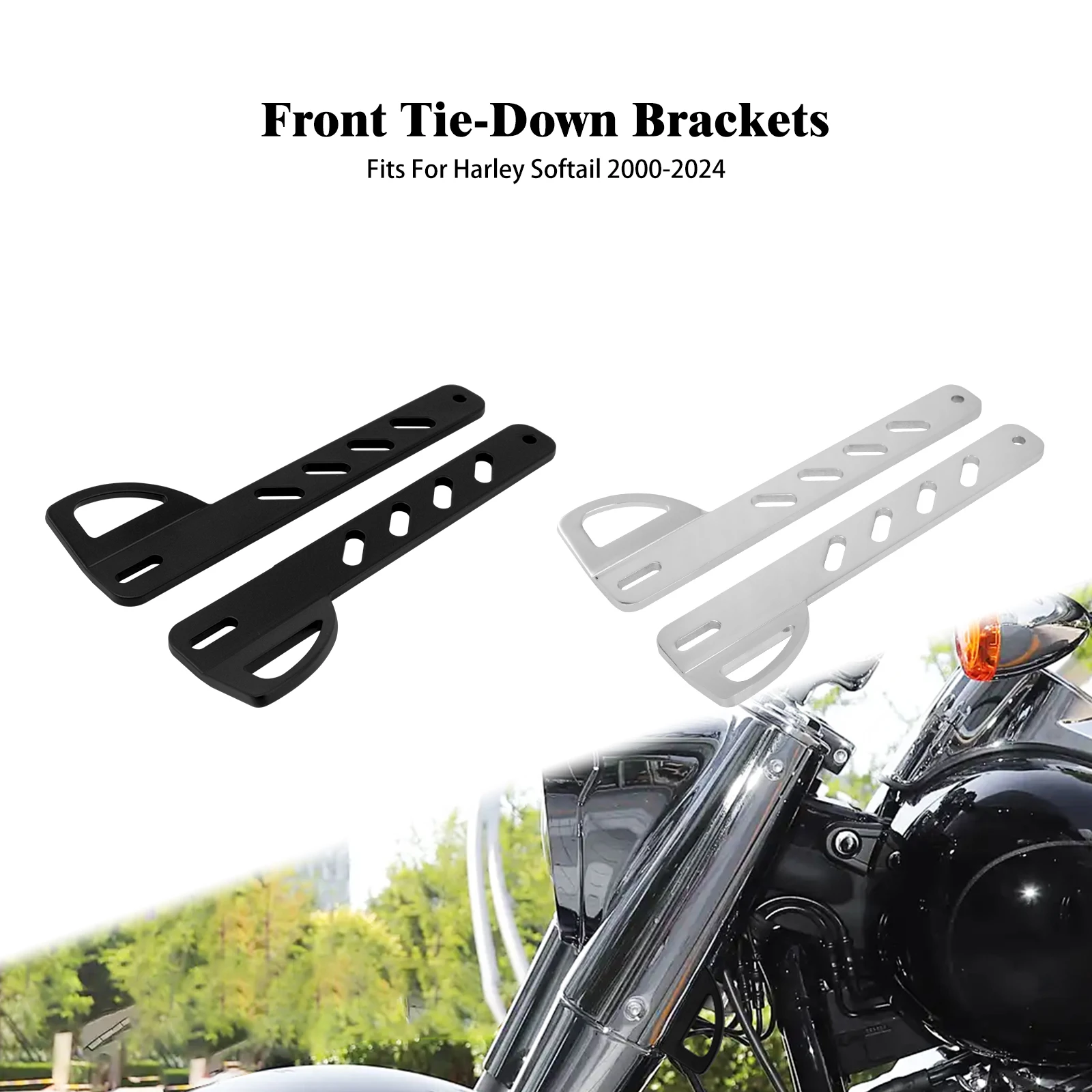 

Motorcycle Front Tie Down Brackets Bindding Fork Point Mount Kit For Harley Softail Fat Boy Breakout Heritage FXBB FL 2000-2024