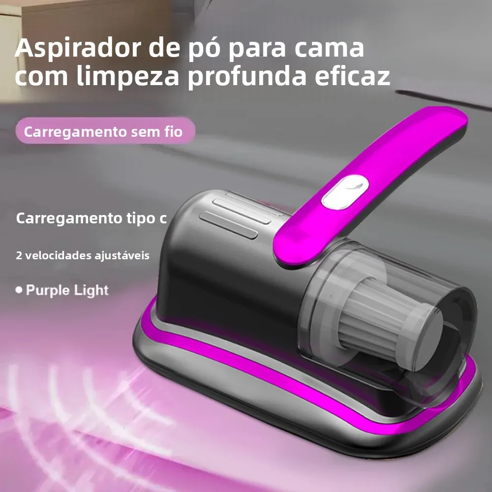 Aspirador de pó portátil sem fio para colchão com filtro HEPA de luz UV-C e vibração ultrassônica 12KPa para cama, sofá, assento de carro, carpete