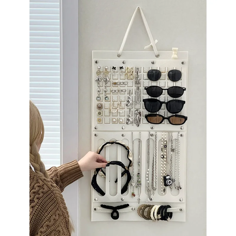 1pc Felt Hanging Jewellery Organiser, Necklace Ring Earrings Storage Bag, Simple Multifunctional Felt Jewellery Display Case