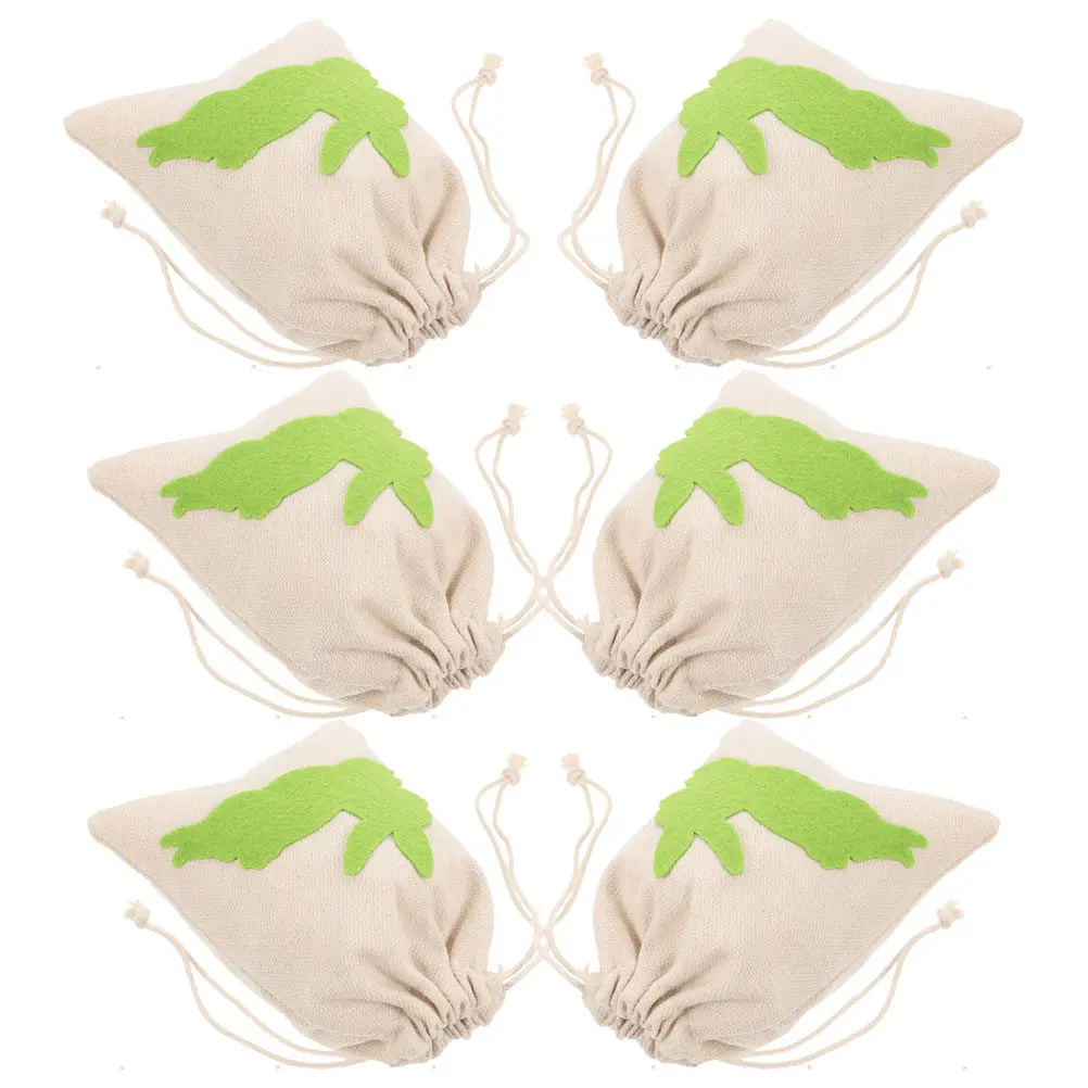 6Pcs Reusable Easter Bunny Canvas Drawstring Bags Small Candy Storage Party Favor Wrapping Treat Goody Bags Easter Goody Bag