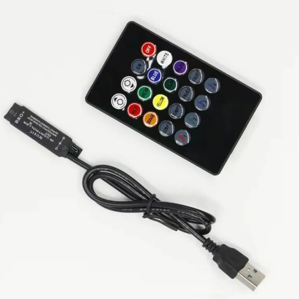 USB التحكم الموسيقى RGB تحكم الأشعة تحت الحمراء اللاسلكية 20Key RGB تحكم المدمج في ميكروفون الموسيقى مزامنة 5 فولت ضوء باهتة لشرائط أضواء Led