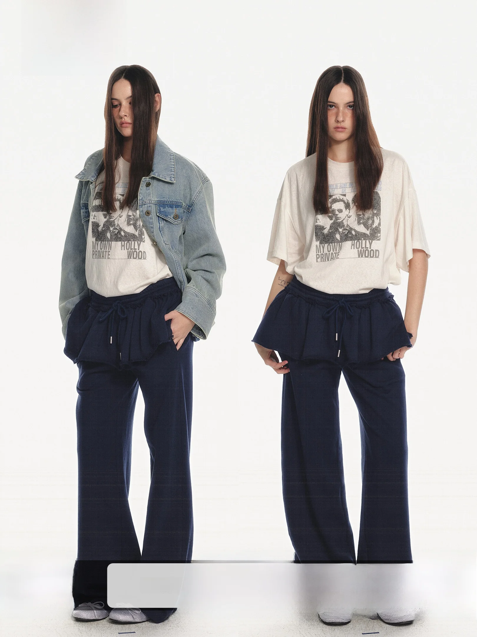 

Брюки-юбка Tee Goood American Style с высокой талией, имитация двухслойности, плиссировка, с эффектом потертости, повседневные брюки