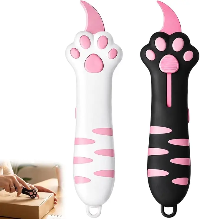 Cat Paw Box Cutter, Retractable Cat Claw Knife, Package Opener for Unboxing and Office Use, Cat Paw Sharp Carton Sealing Tape