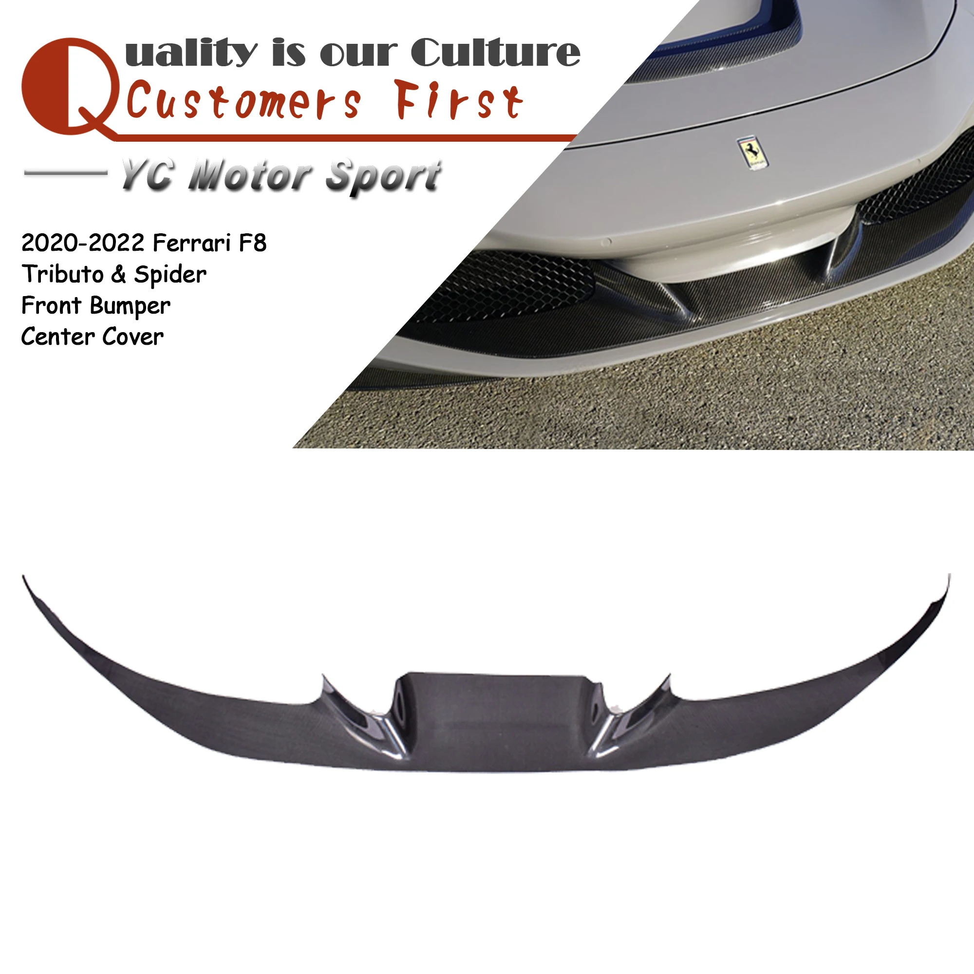 Car Accessories DCF Dry Carbon Fiber Front Bumper Center Cover Fit For 2020-2022 Ferrari F8 Tributo & Spider