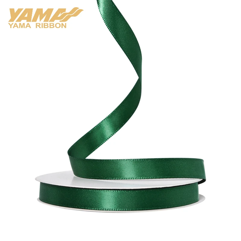 YAMA Double Face Satin Ribbon 6 9 13 16 19 22 mm Ribbons 100yards Light Green for Party Wedding Decoration Handmade Rose Ribbons