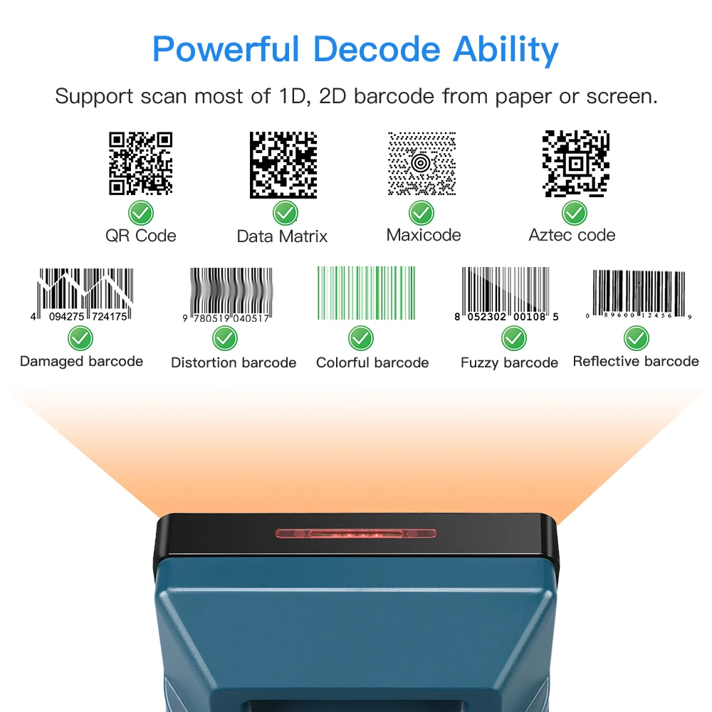 Imagem -03 - Eyoyo 2d Desktop Barcode Scanner Mãos-livres Omnidirecionais 1d Usb Wired Table Leitor de Código de Barras Pdf417 qr