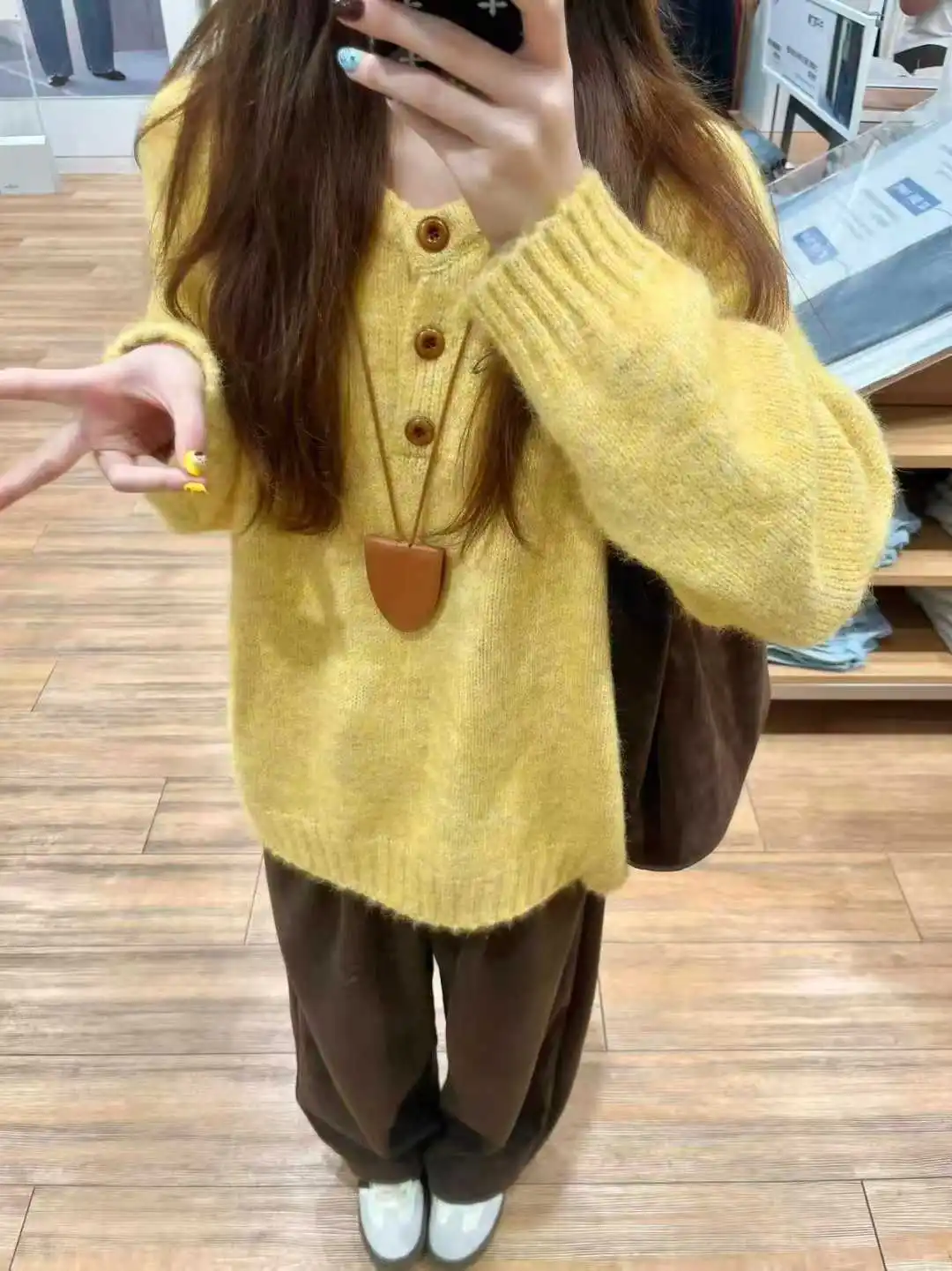 

Korean Sle Knitted Sweater Plu Feeling Overhead f Open round Ne Sweater 2025 Autumn Winter Pure Color Loose Lazy S...