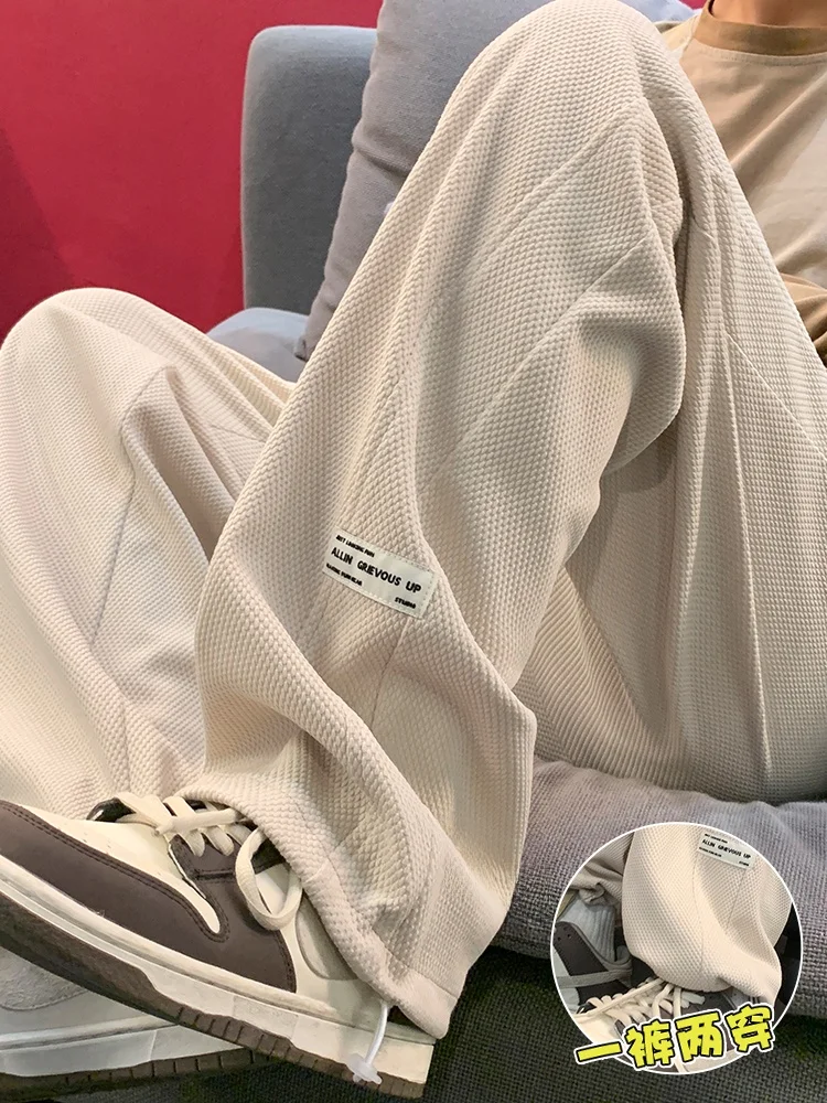 

Loose Straight Leg Casual Pants for Men Autumn New Sle Spor Wide Leg Trousers Trendy Brand Youthful Sle Flat Front