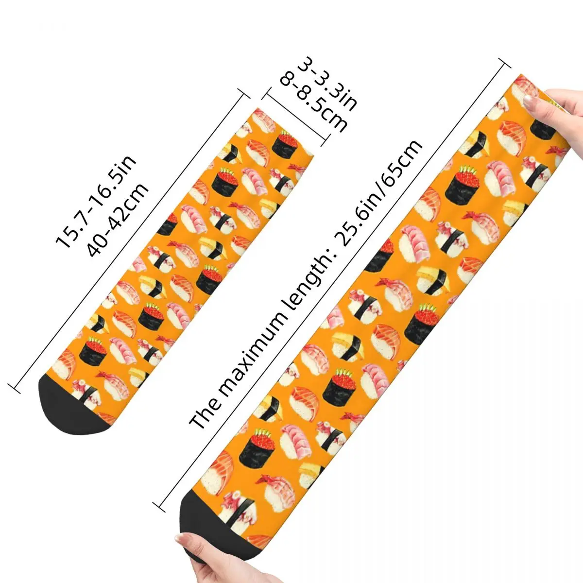 Chaussettes pour adultes Orange motif Sushi Nigiri, chaussettes unisexes, chaussettes pour hommes et femmes