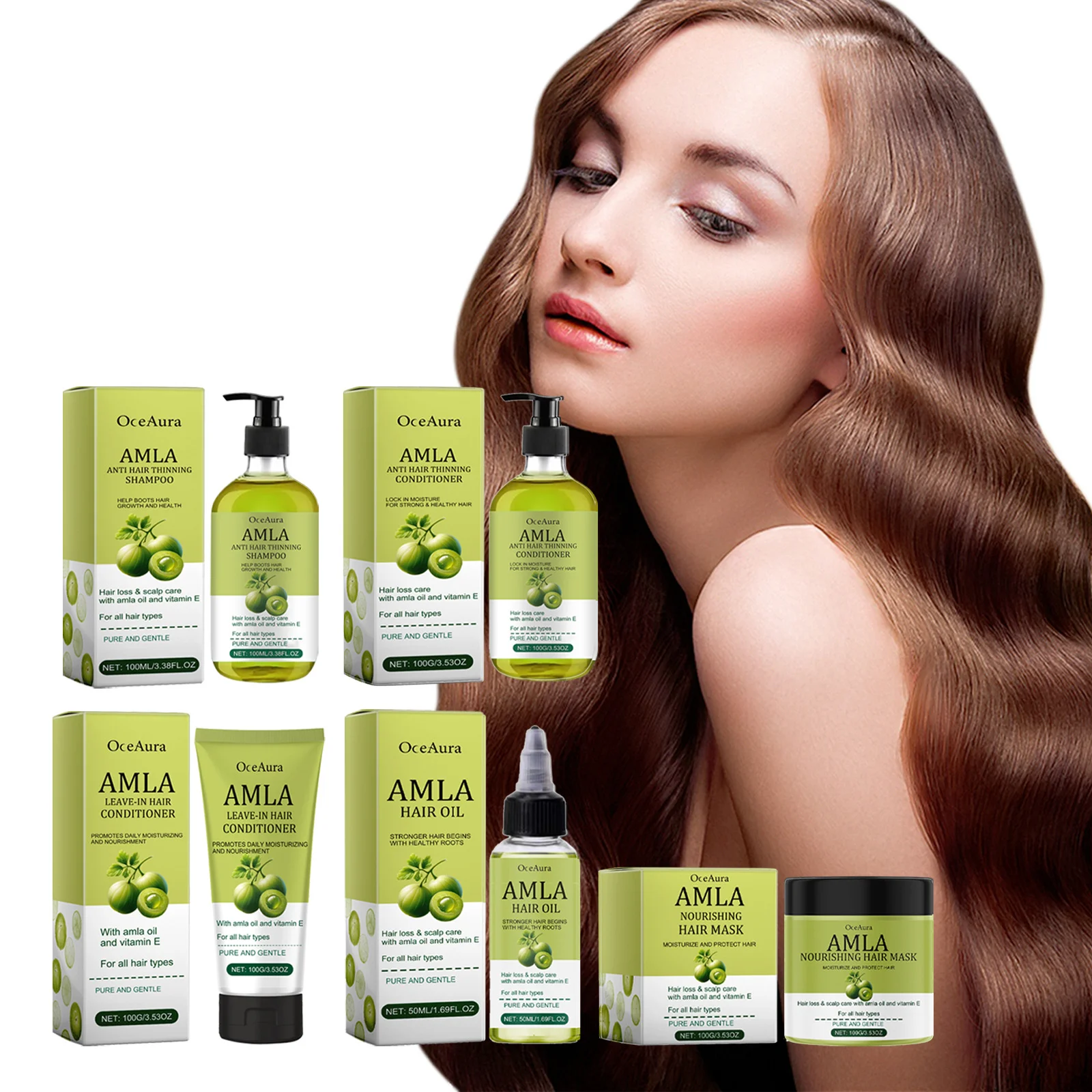 OceAura champú acondicionador para el crecimiento del cabello, Reduce la pérdida, anticaspa, mejora el nutrición del cabello seco y dañado, aceite de ricino para el cabello denso