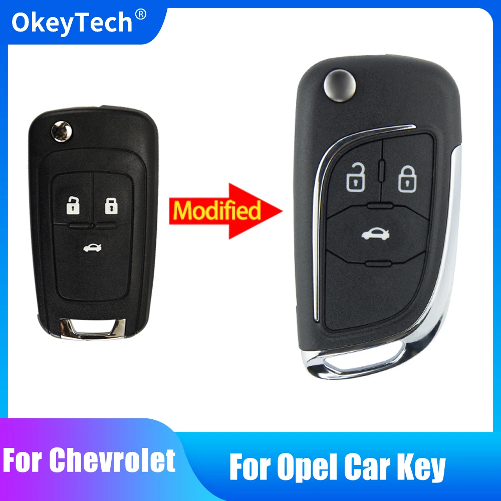 

OkeyTech Modified Folding Remote Car Key Shell For Chevrolet Cruze Epica Lova Camaro For Opel Vauxhall Insignia Astra Mokka