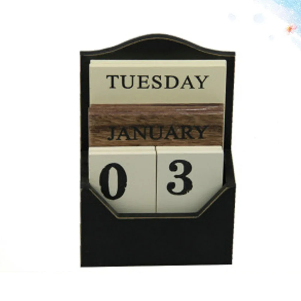 

Desk Calendar Wooden Craft Retro Style Permanent Calendar with Felt Pads for Scratch Protection Ideal Home Cafe Restaurant Decor