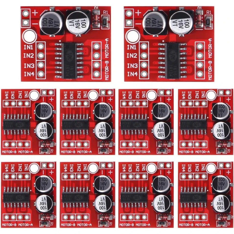 10PCS L298N Mini DC Motor Driver Module 1.5A 2-Way PWM Speed Control Dual H-Bridge Stepper Motor Driver Module for Smart Cars