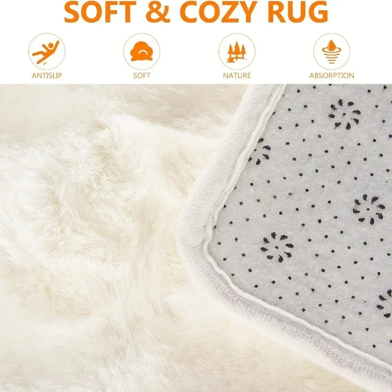 Fluffy Faux Rabbit Fur Carpet for Bedroom Floor Mat Luxury Plush Area Rug Soft Anti Slip Rugs Kid Room Sofa Decor Washable Rug