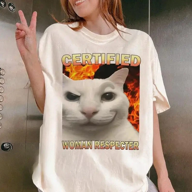 قميص المرأة المعتمدة قميص مضحك القط ميمي تي شيرت سخيف القطط تي شيرت قبيح قميص غبي نكتة قمصان كرينج قميص #2