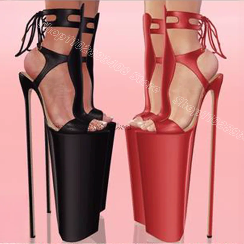 

Black Platform Stiletto Lace up Sandals Open Toe British Style Summer Fashion Women Dance Sexy Shoes 2024 Zapatos Para Mujere