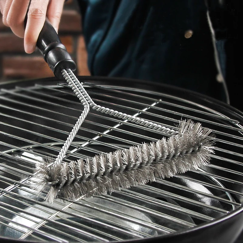 Stainless Steel Barbecue Grill Cleaning Brush Wire Bristles BBQ Brush Non-stick Cleaning Brush Kitchen Barbecue Accessories