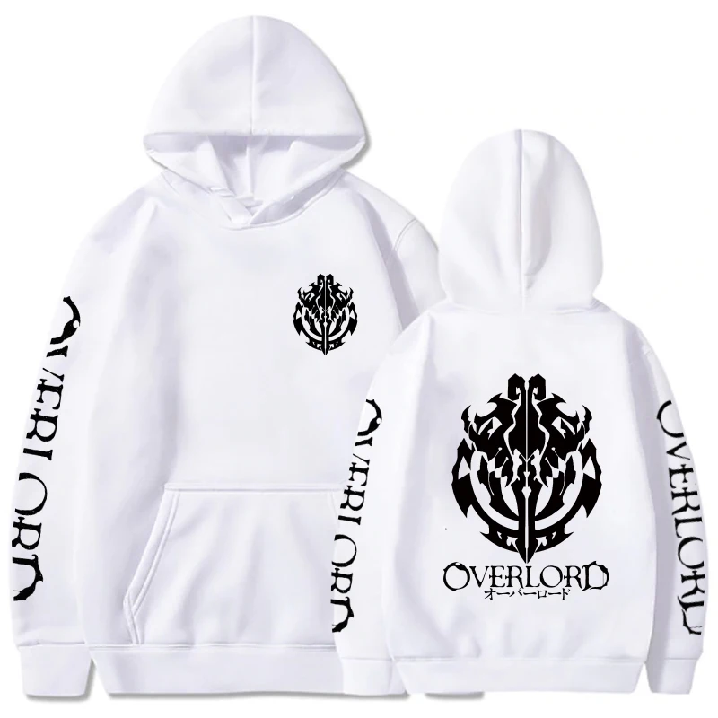 2023 Fashion Anime Overlord Logo Mannen Hooded Streetwear Grappige Manga Creatieve Zwart-wit Afdruk Harajuku Winter Vrouwen Swea