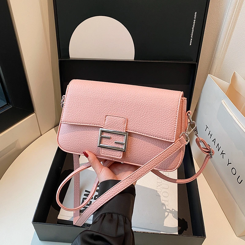 

Designer Leather Crossbody Bag With Letter Logo - Chic Minimalist Tote For Stylish Commuter & Casual Use