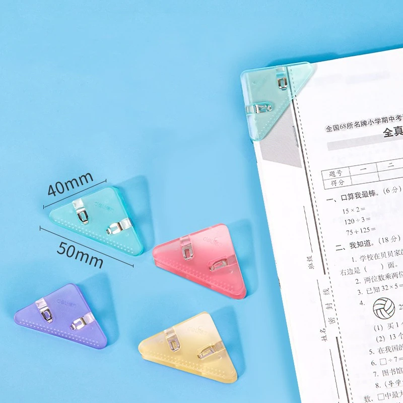 DELI Paper Binding Clips Set Transparent Color Book Corner Clips File Index Binder Clipper Office School Supplies