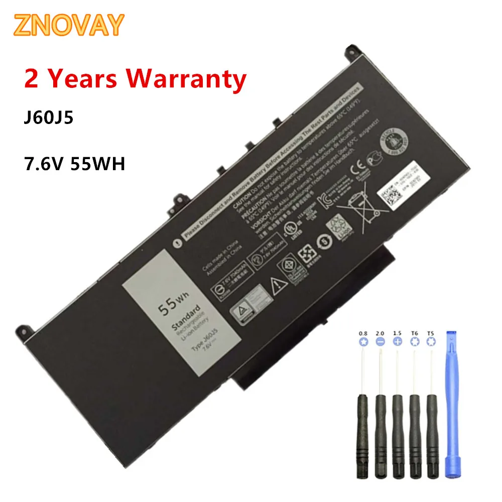 

ZNOVAY J60J5 7.6V 55Wh Laptop Battery For DELL Latitude E7270 E7470 Series J60J5 R1V85 MC34Y 242WD